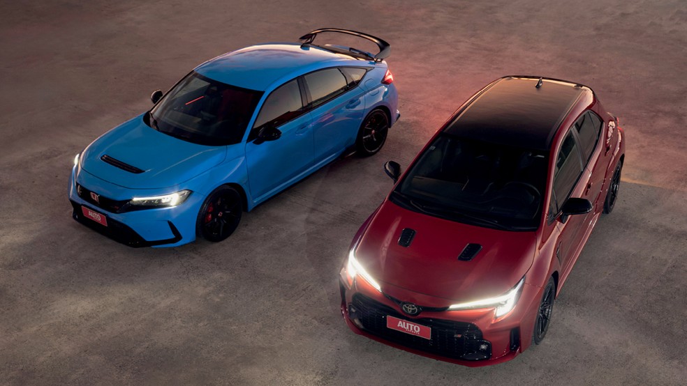 Honda Civic Type R ou Toyota GR Corolla. Quem vai vencer? — Foto: Fabio Aro/Autoesporte