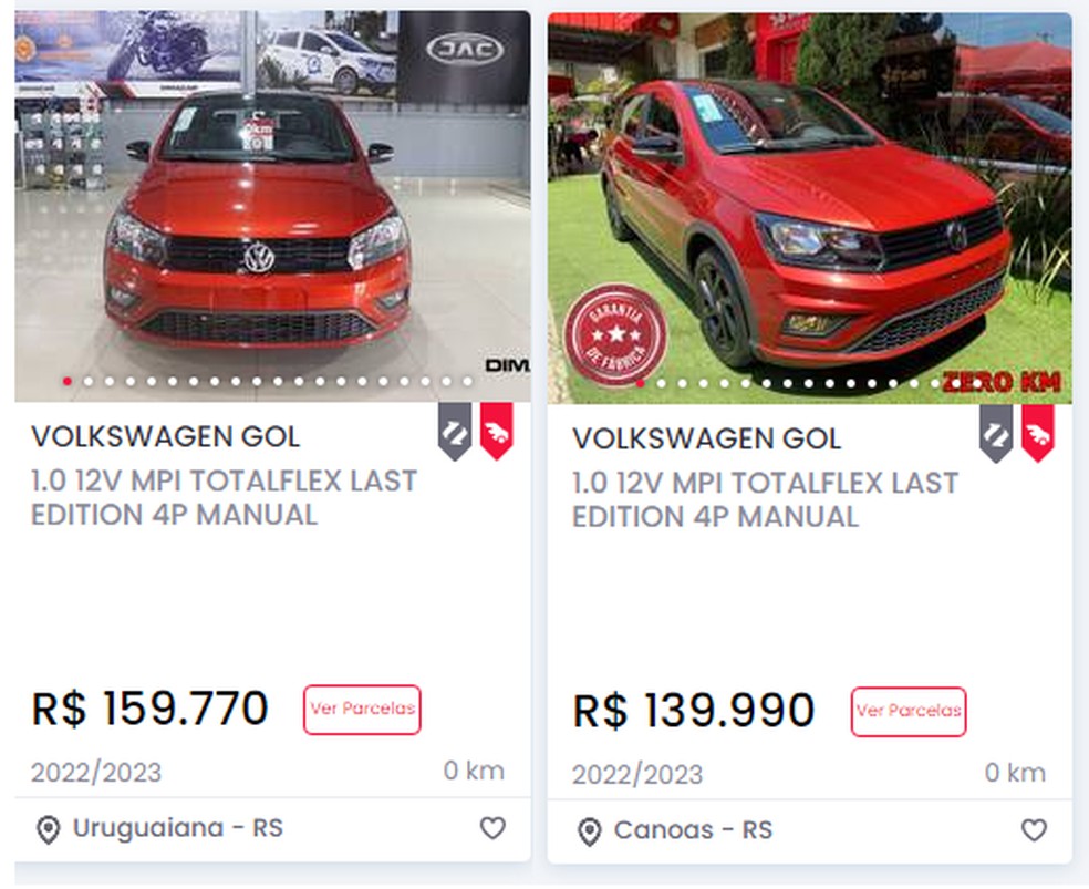 Volkswagen Gol Last Edition custa entre R$ 140 mil e R$ 160 mil — Foto: Reprodução/Webmotors