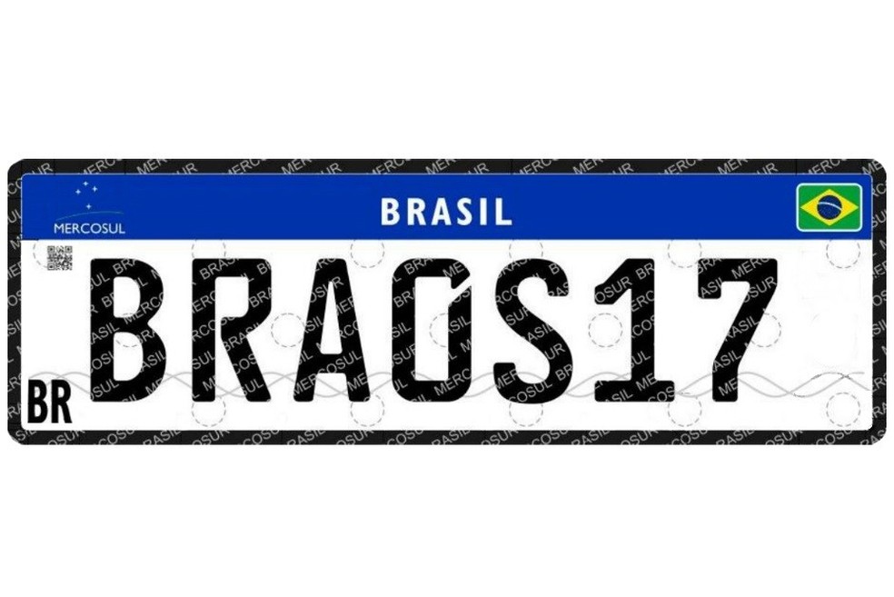 Como deve ficar a nova placa padrão Mercosul (Foto: Auto News Brasil) — Foto: Auto Esporte