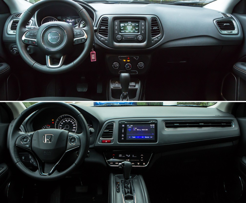Interior de Jeep Compass e Honda HR-V — Foto: Celso Tavares/G1