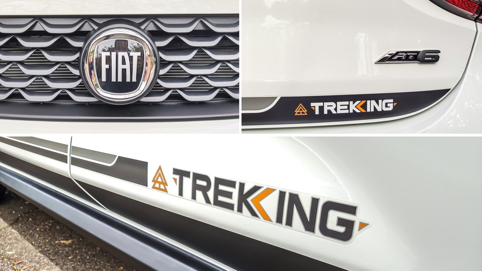 Montagem com os detalhes visuais do Fiat Argo Trekking — Foto: André Paixão/G1