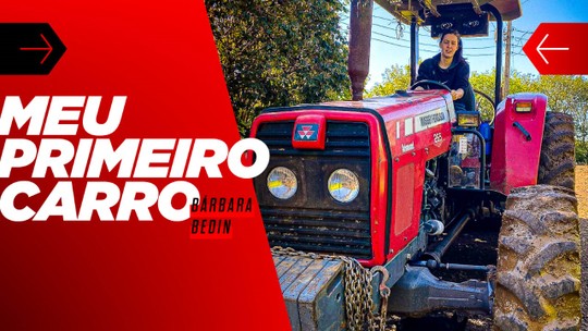 Meu primeiro carro: influenciadora Bárbara Bedin aprendeu a dirigir em um trator