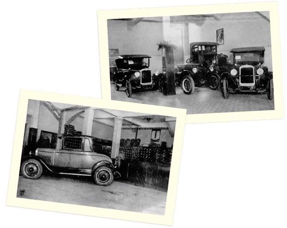 SHOW-ROOMS Em 1927, a Chevrolet já exibia uma linha completa, com modelos conversível e cupê e até um grande caminhão. A marca foi a primeira a usar o conceito de ano/modelo. (Foto: Arquivo do jornal O 3PWEB) — Foto: Auto Esporte