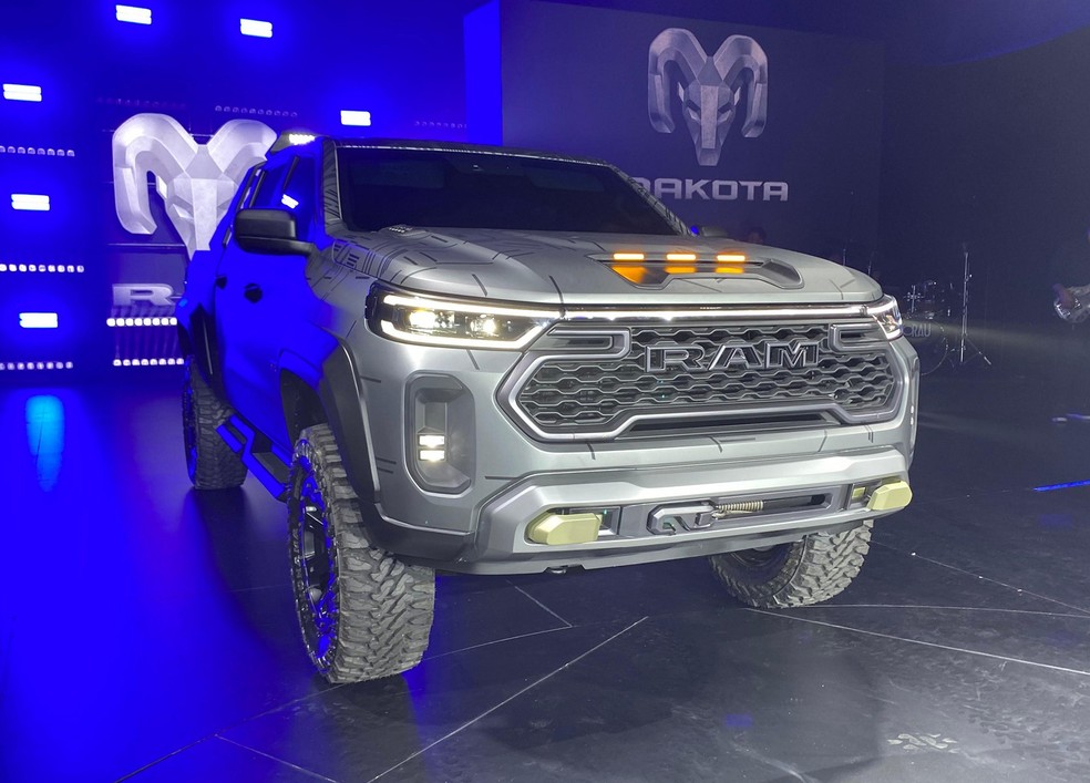 Informações técnicas não foram divulgadas, mas Ram Dakota deverá ter motor 2.2 turbodiesel da Stellantis  — Foto: André Schaun/Auto News Brasil