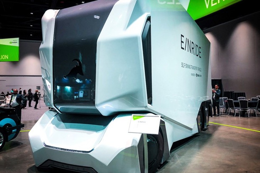 Einride mostra caminhao autônomo elétrico com capacidade para até 18 toneladas (Foto: Ricardo Sant'Anna) — Foto: Auto Esporte