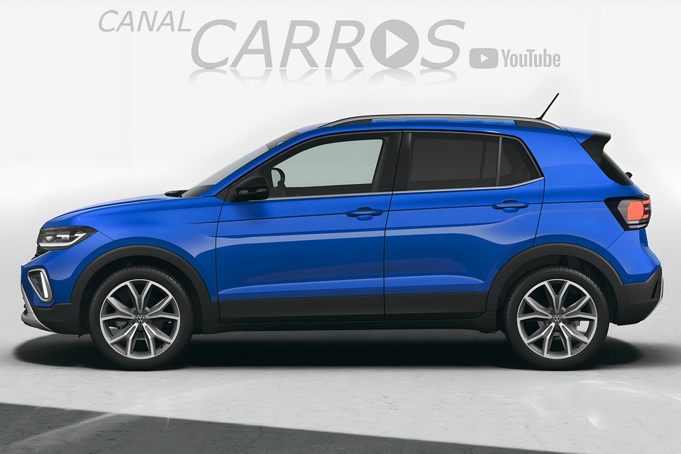 Novo Volkswagen T-Cross projeção lateral — Foto: João Kleber Amaral/@CanalCarros