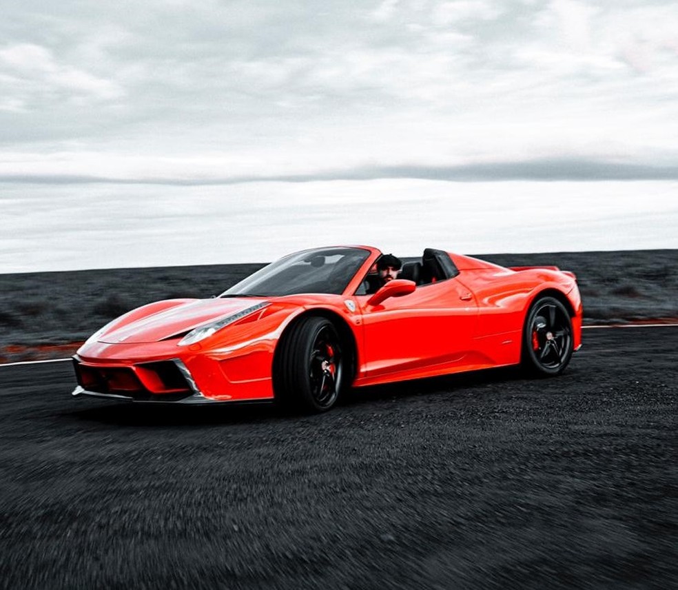 Ferrari 458 Spider de Caio Castro tinha body kit, escapamento personalizado e rodas de 20 polegadas — Foto: Matheus Coutinho