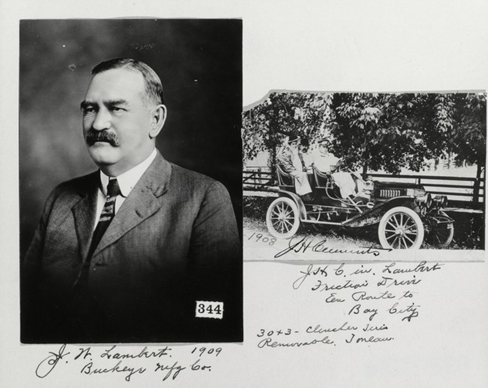 James Lambert, que sofreu o primeiro acidente de um carro a gasolina registrado na história — Foto: Reprodução/Internet