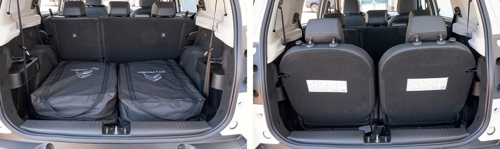 Citroën C3 Aircross Shine tem bancos removíveis, mas porta-malas menor que o da Spin — Foto: Renato Durães/Auto News Brasil