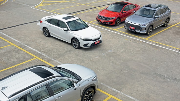 Comparativo - Novo Honda Civic + Toyota Corolla Cross + Volkswagen Jetta GLI + BYD Song Plus