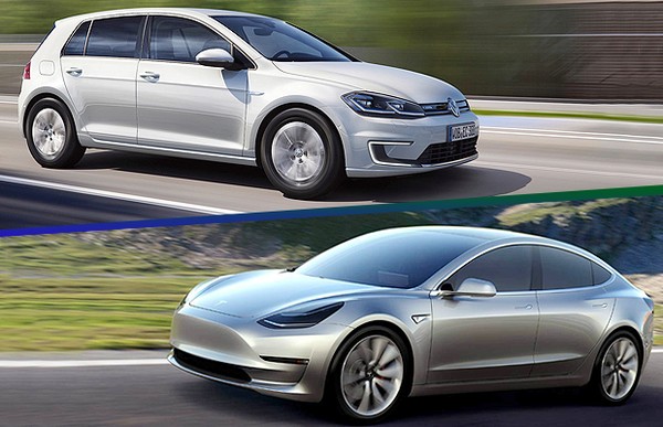 E golf vs tesla model 3 cheap