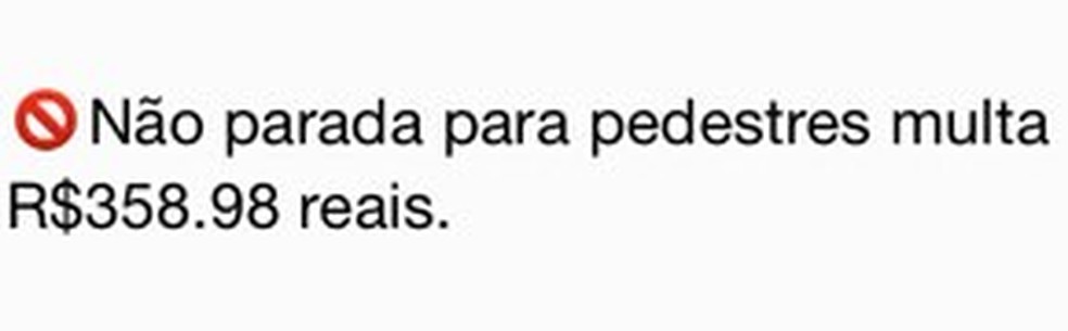 Mensagem sobre multas que circula nas redes — Foto: Reprodução