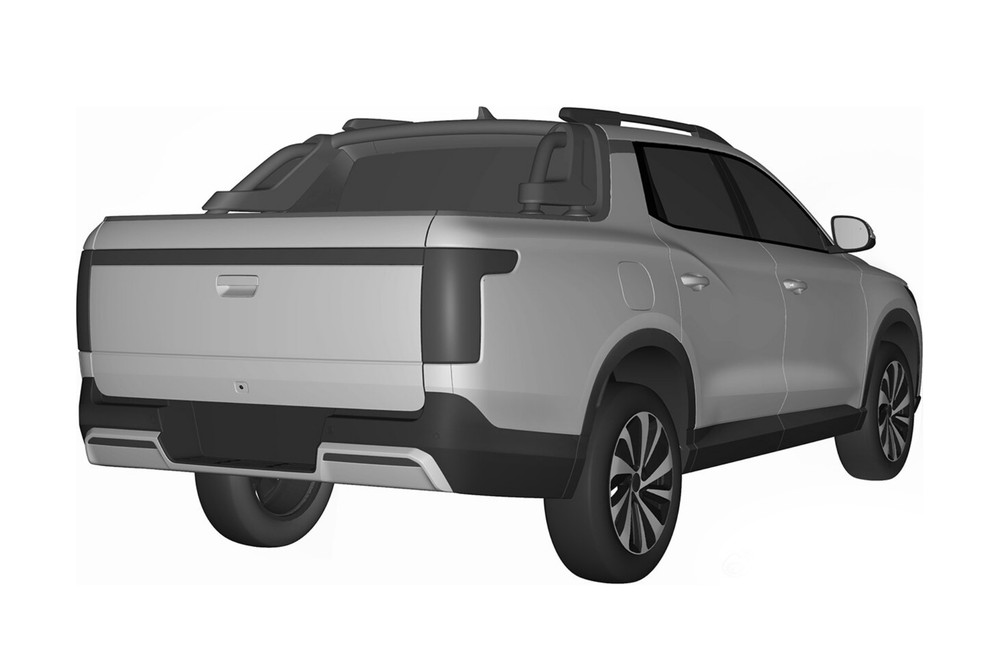 Nova picape da BYD revela traseira com inspiração na irmã maior Shark — Foto: Reprodução/Weibo @sugardesign