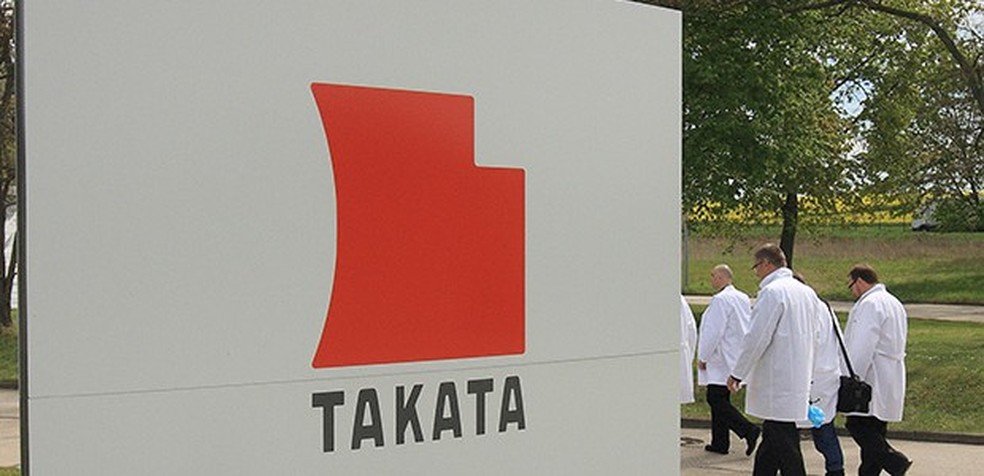Fachada da Takata Ignition Systems em Schoenebeck, Alemanha (Foto: Jens Wolf/AFP) — Foto: Auto Esporte