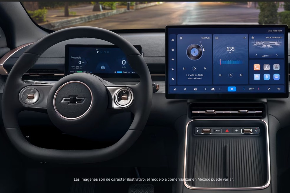 Painel exibe quadro de instrumentos digital de 8,8 polegadas e central multimídia de 15,6 polegadas — Foto: Chevrolet/Divulgação