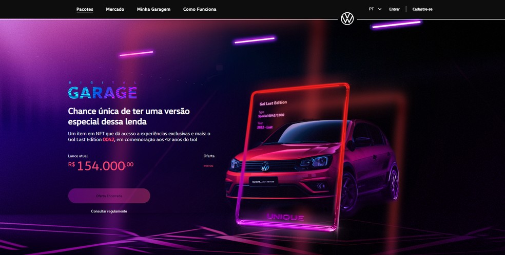 Leilão do VW Gol Last Edition foi feito pela plataforma Digital Garage — Foto: Divulgação