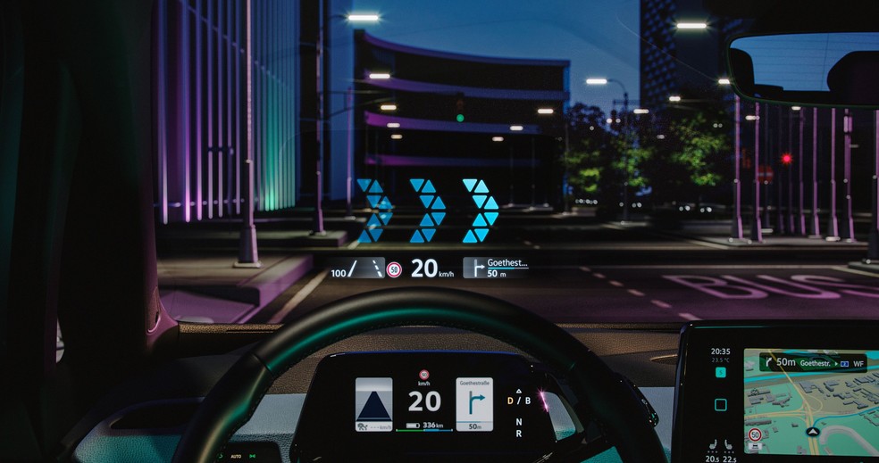 Head-up display oferece realidade aumentada para facilitar o entendimento do condutor — Foto: Divulgação