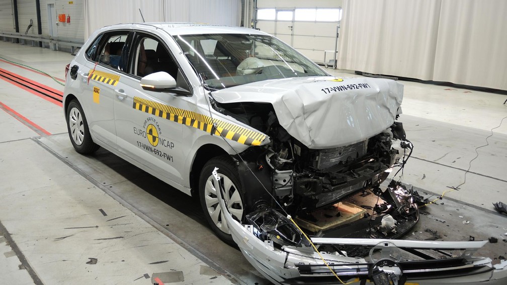 Volkswagen Polo europeu após teste de colisão do Euro NCap — Foto: Divulgação