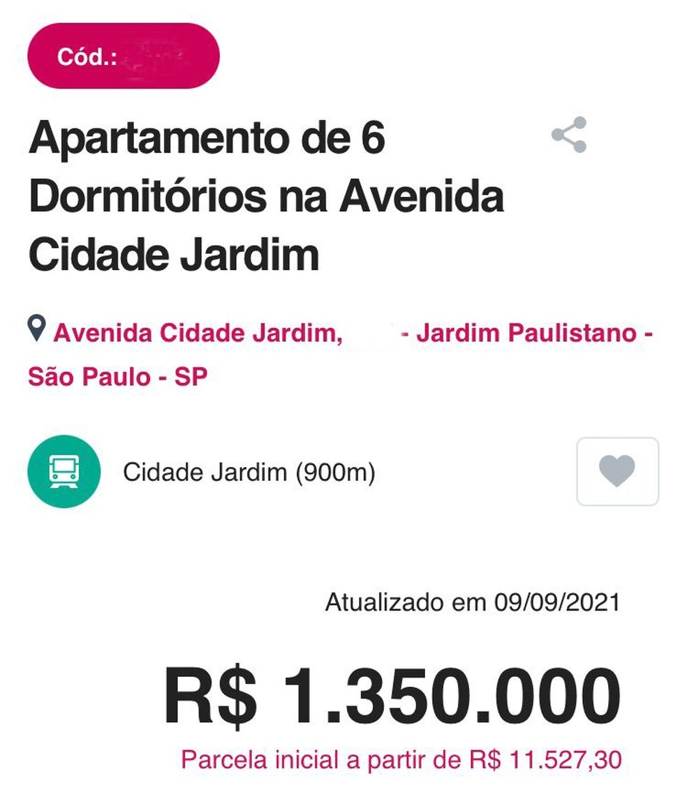 Apartamento em área nobre de São Paulo custa o mesmo que o novo EQS — Foto: Reprodução