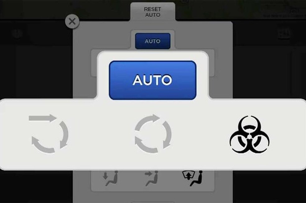 A proteção contra vírus (à direita) é ativada no sistema de ar-condicionado do carro (Foto: Divulgação) — Foto: Auto Esporte