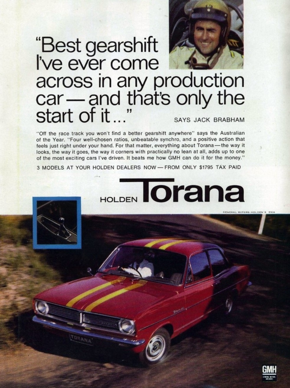 Jack Brabham promove o modelo Holden Torana, produzido por uma fabricante australiana (Foto: Reprodução) — Foto: Auto Esporte