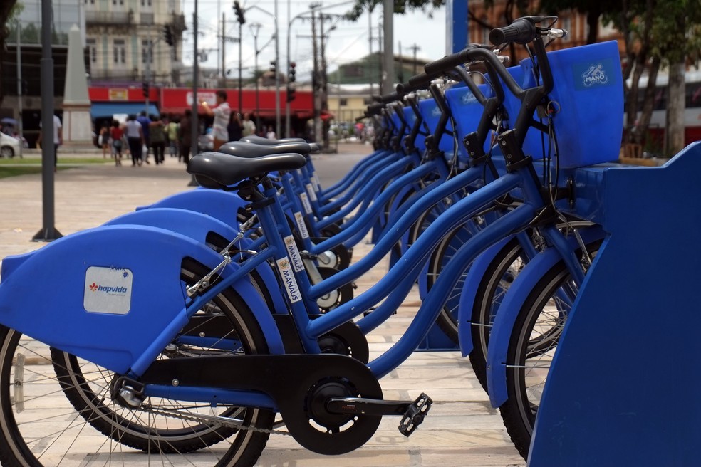 Estação da 'Manôbike' em Manaus (AM) — Foto: Lucas Silva/Semcom