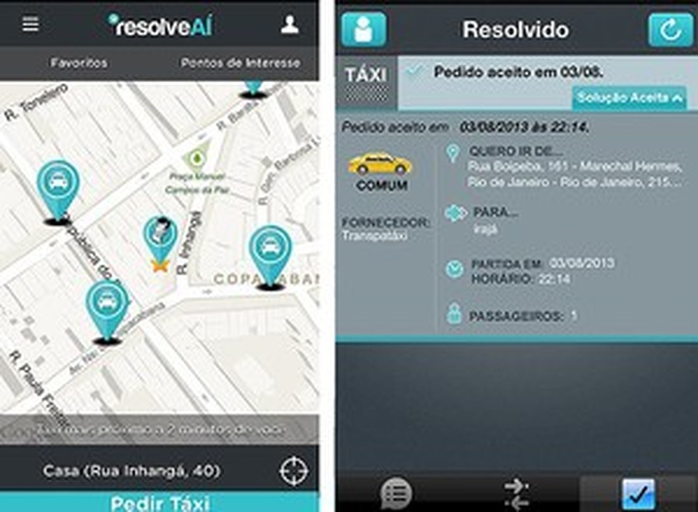 Tela do aplicativo Resolve Aí (Foto: Reprodução) — Foto: Auto Esporte