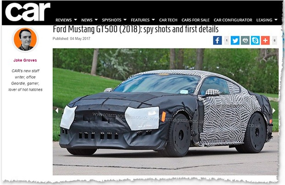 Ford Mustang GT500 flagrado pela Car Magazine (Foto: Reprodução) — Foto: Auto Esporte