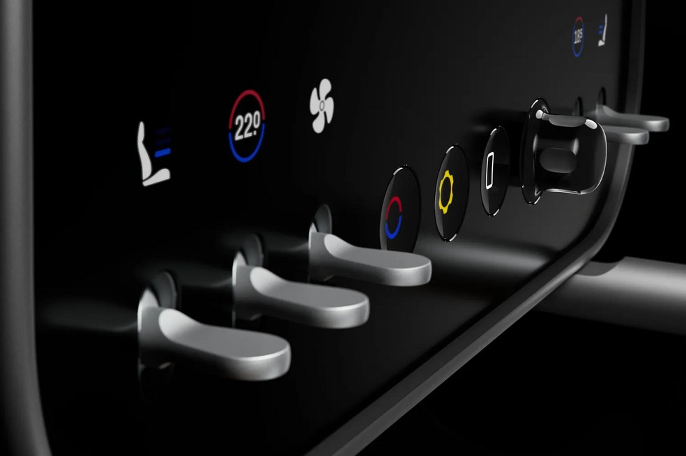 Ar-condicionado e climatização têm botões feitos de alumínio — Foto: Divulgação