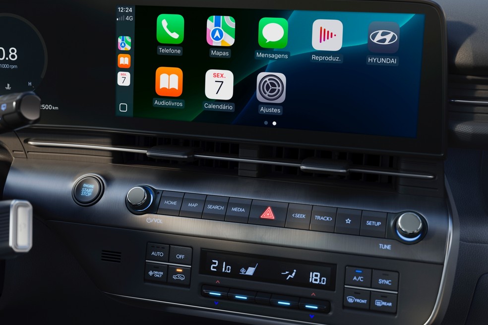 Novo Hyundai Kona Hybrid - painel — Foto: Hyundia/Divulgação