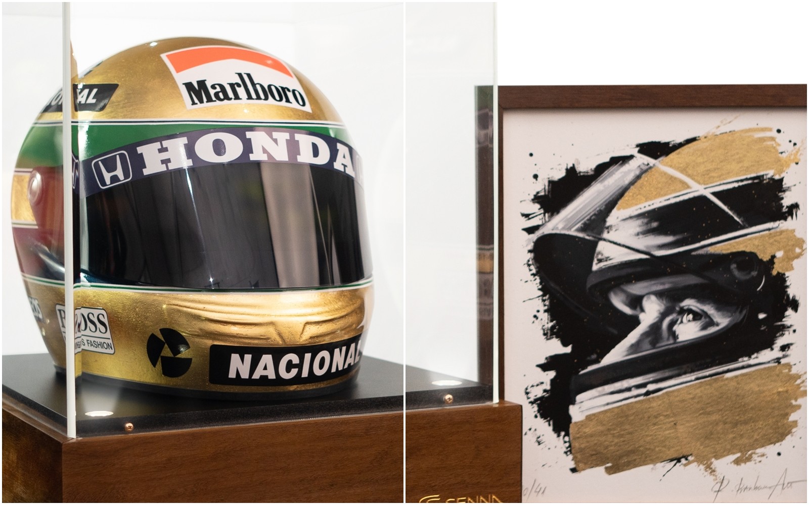 Ayrton Senna é homenageado com capacete folheado a ouro de R$ 34 mil