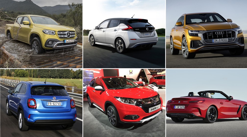 Mercedes Classe X, Nissan Leaf, Audi Q8, Fiat 500X, Honda HR-V reestilizado e BMW Z4 estão entre as atrações esperadas — Foto: G1 
