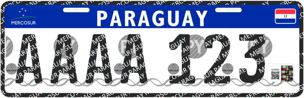 Placa do Mercosul no Paraguai  — Foto: Corte Suprema de Justicia