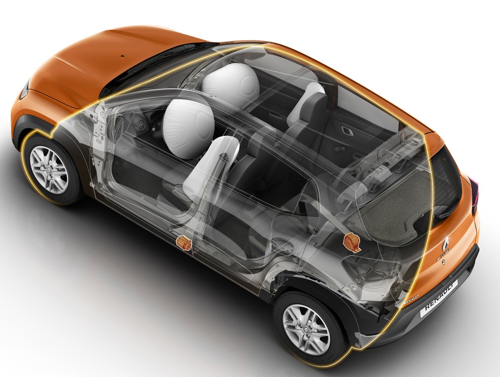Renault Kwid tem 4 airbags em todas versões — Foto: Divulgação