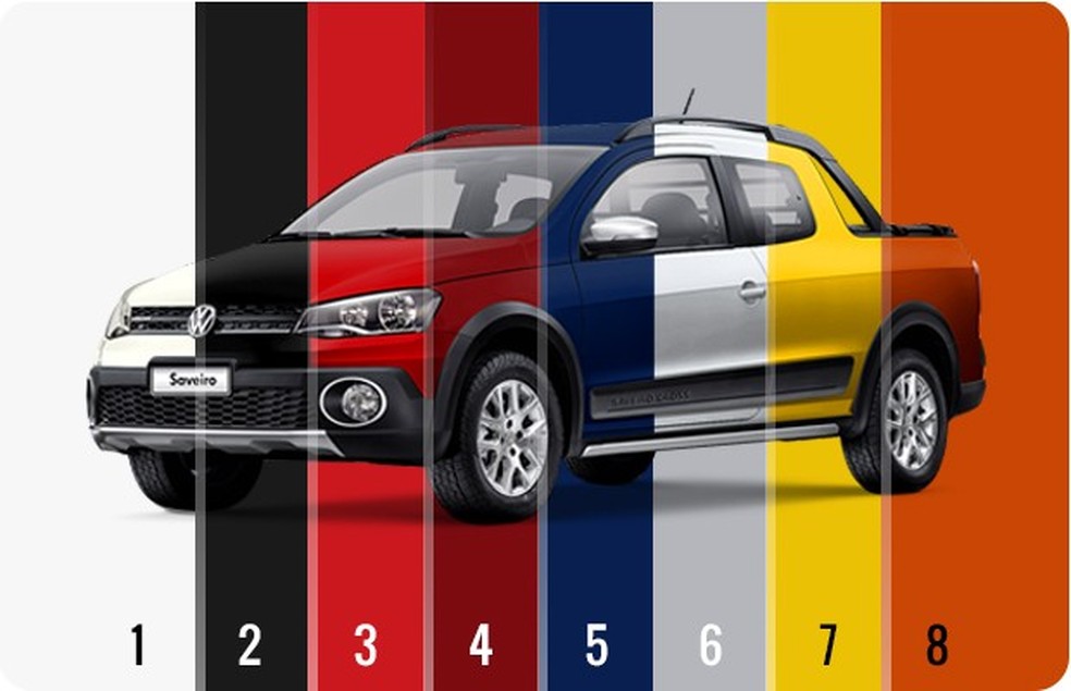 Todas as cores da Volkswagen Saveiro Cross Cabine Dupla (Foto: Autoesporte) — Foto: Auto Esporte