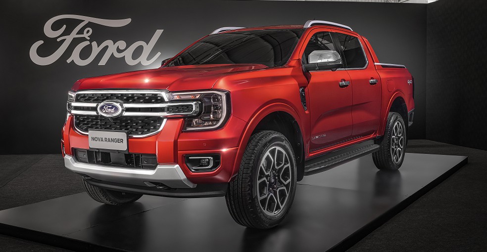 Nova Ford Ranger tem um visual bem diferente da geração atual, com linhas que lembram as da Maverick e da F-150 — Foto: Divulgação