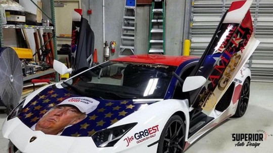Lamborghini Aventador ganha cara de Donald Trump