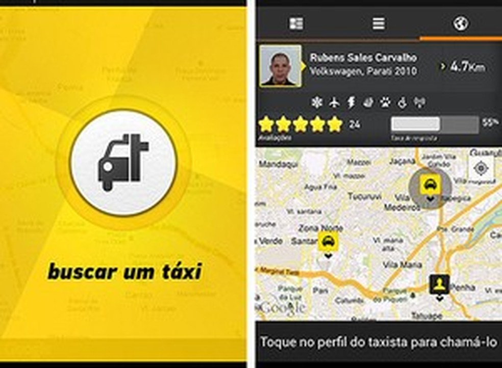 Tela do aplicativo Taxi Beat (Foto: Reprodução) — Foto: Auto Esporte