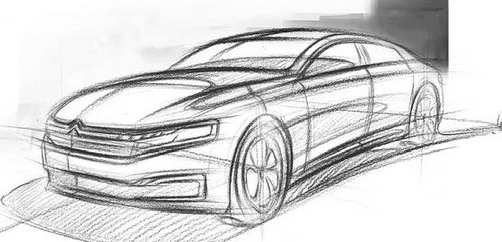 Desenho mostra um pouco do novo Citroën C6 (Foto: Citroën) — Foto: Auto Esporte