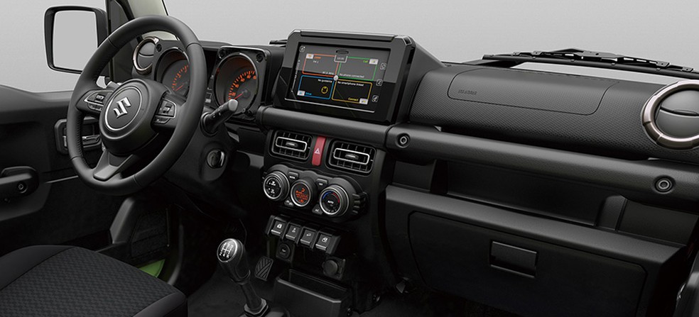 Interior da nova geração do Suzuki Jimny — Foto: Suzuki/Divulgação
