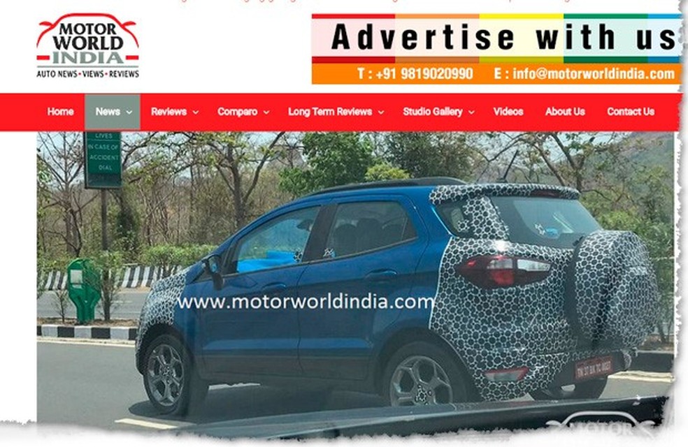Novo Ford EcoSpo flagrado pelo Motor World India (Foto: Reprodução) — Foto: Auto Esporte