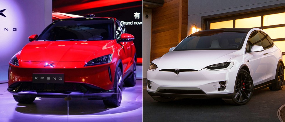 Xiaoping G3 (esq.) e Tesla Model X (dir.) — Foto: Divulgação