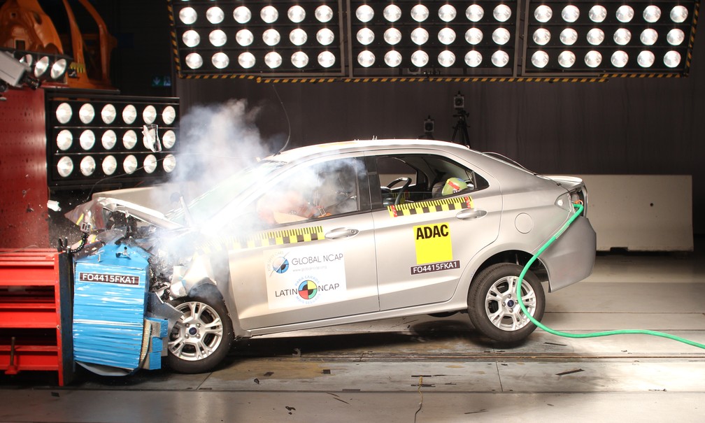 Ford Ka+ em teste de colisão do Latin NCap — Foto: Divulgação