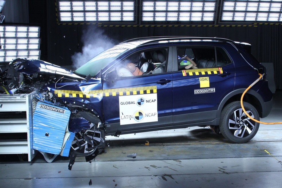 Volkswagen T-Cross em teste de colisão do Latin NCAP  — Foto: Divulgação/Latin NCAP