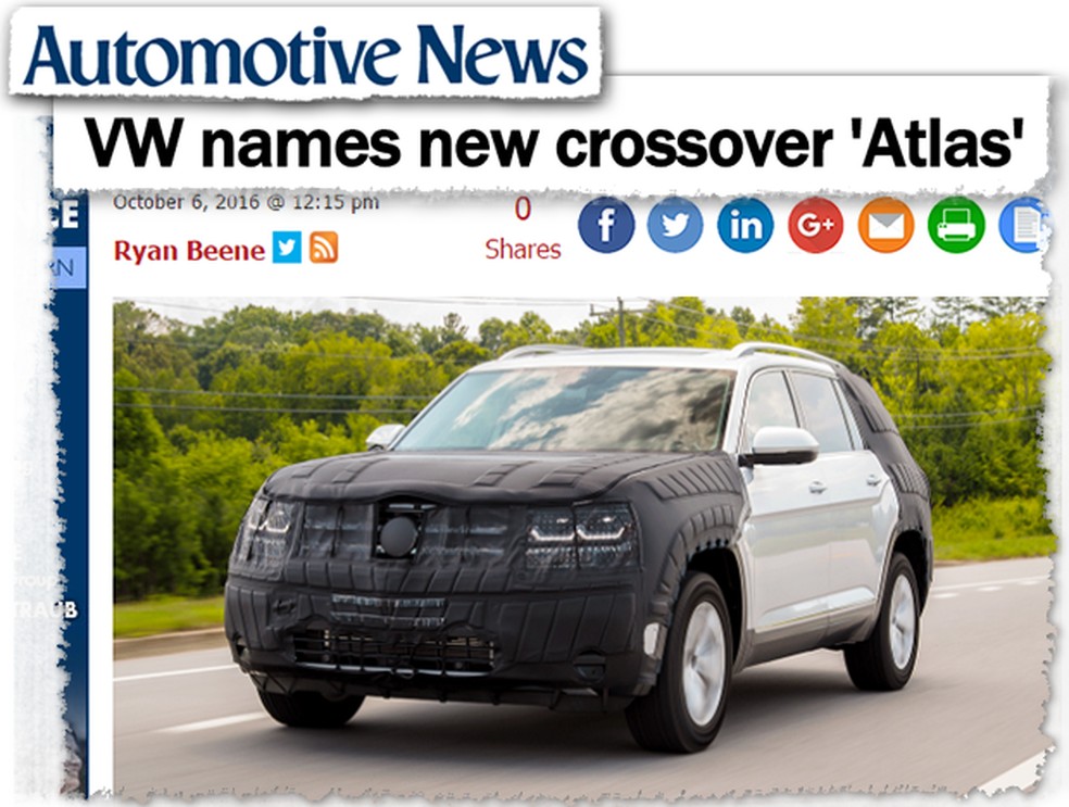 Novo SUV da Volkswagen flagrado pelo Automotive News (Foto: Reprodução/Automotive News) — Foto: Auto Esporte