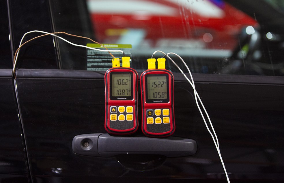 Sensores medem a temperatura na cabine da viatura — Foto: Divulgação