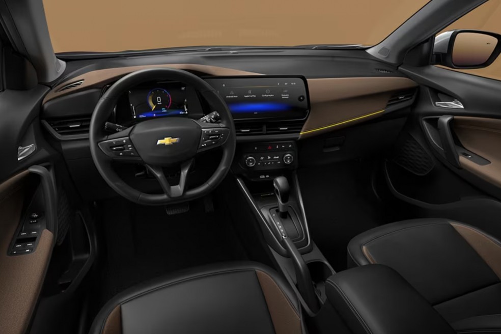 Por dentro, Chevrolet Tracker Caramelo Edition tem elementos que remetem à cor externa — Foto: Divulgação