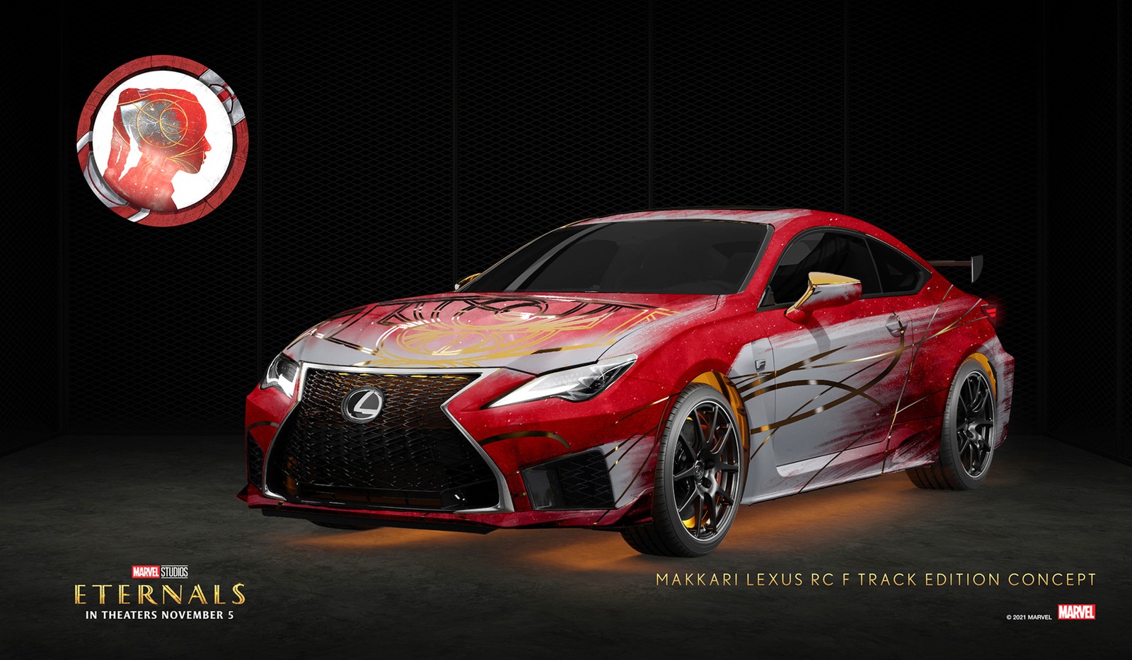 Carro da velocista Makkari (Lauren Ridloff) é um RC F Track Edition, que carrega um V8 5.0 de 478 cv — Foto: Divulgação
