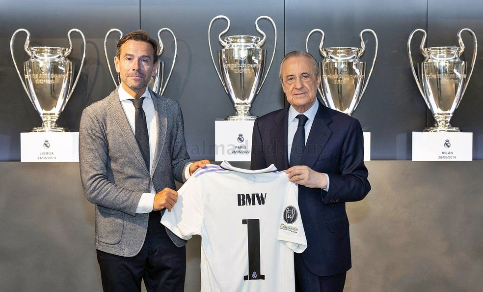 Real Madrid e BMW oficializaram o acordo em evento nesta quara-feira  — Foto: Divulgação 