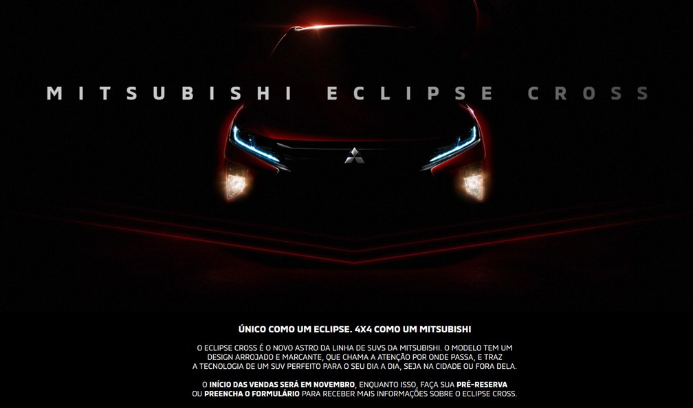 Pré-venda do Eclipse Cross já começou no site da Mitsubishi — Foto: Reprodução/Mitsubishi